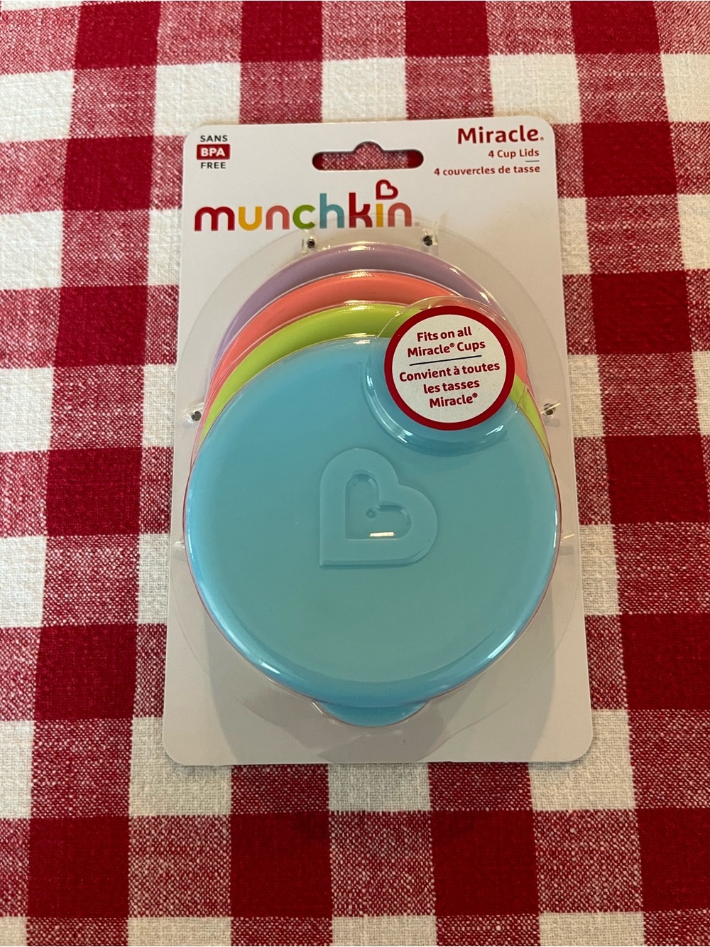 Munchkin Replacement Miracle Cup Lids - Pink, Green, Orange, Blue Set